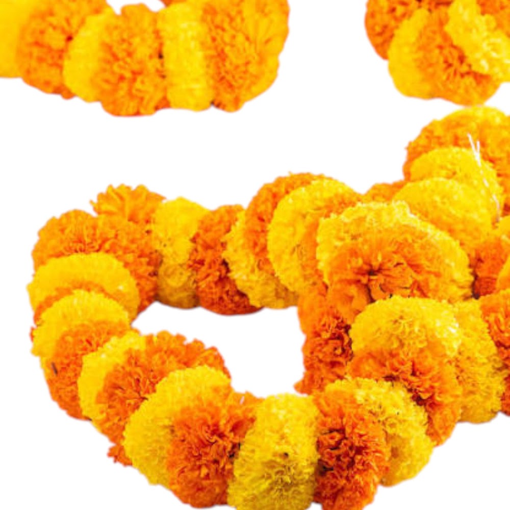 Fresh Marigold Garland 4 Feet – Traditional Floral Decoration for Festivals & Puja
