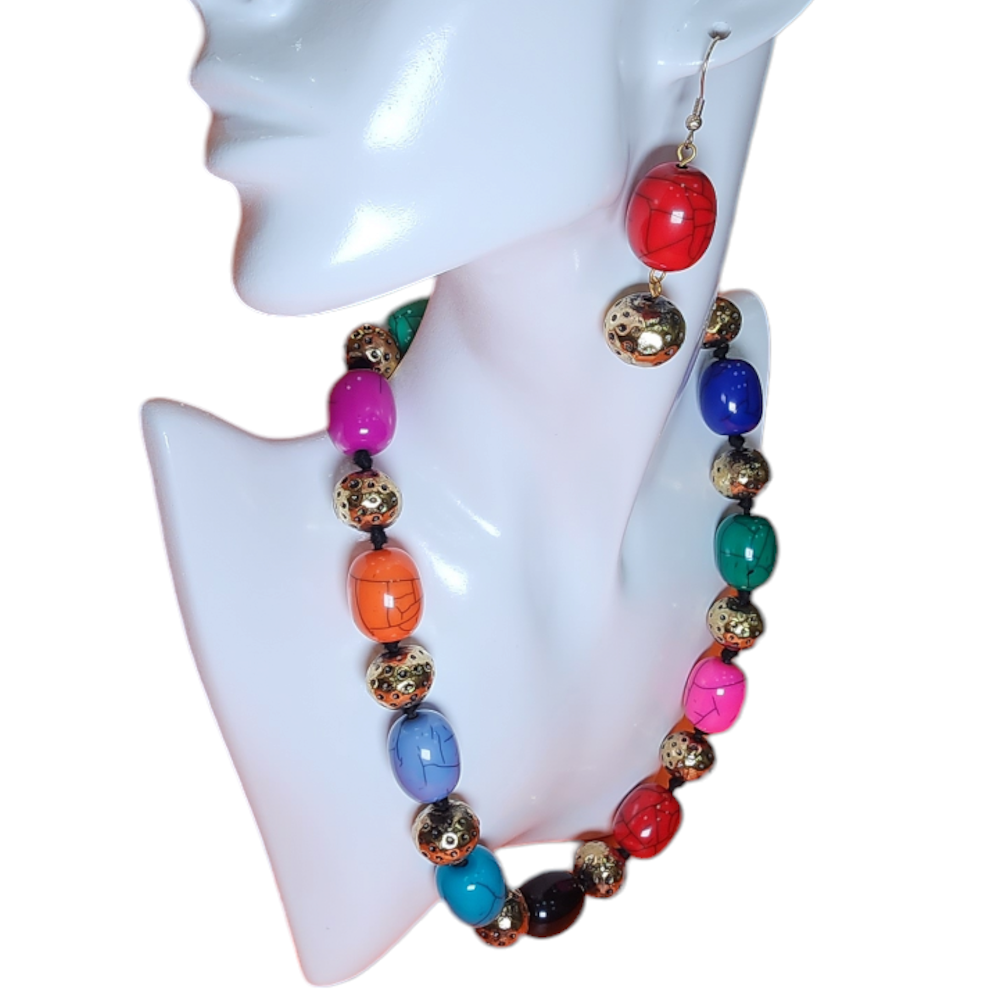 Necklaces Set Multi Color Gold Pearl Heavy Beads High Gold Finish Party Wear