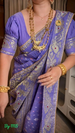 A beautiful handloom jamdani saree with hand katdana work