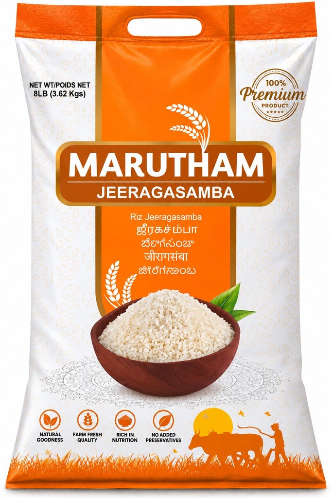 Marutham Seeraga Samba Rice – 8 lb | Jeeraga Samba Biryani Rice